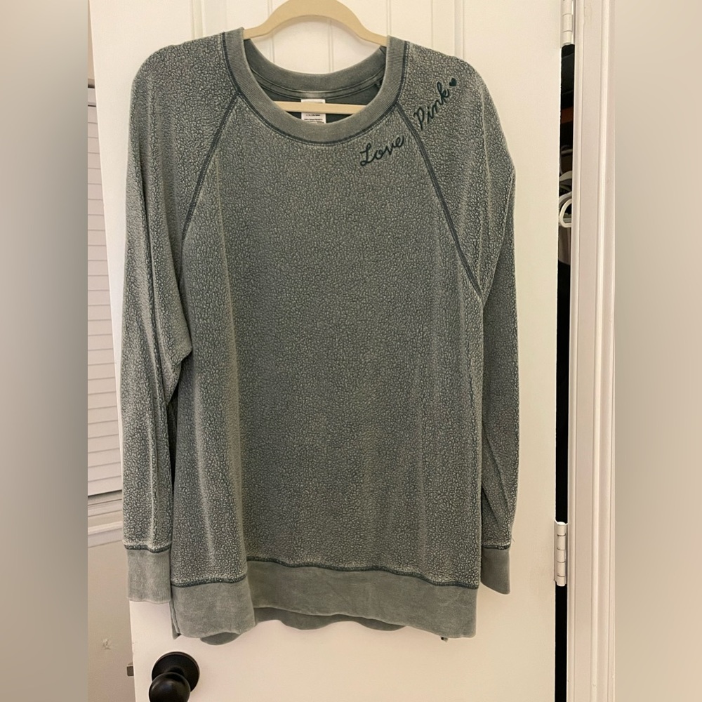 PINK long sleeve sweatshirt, size L, turquoise